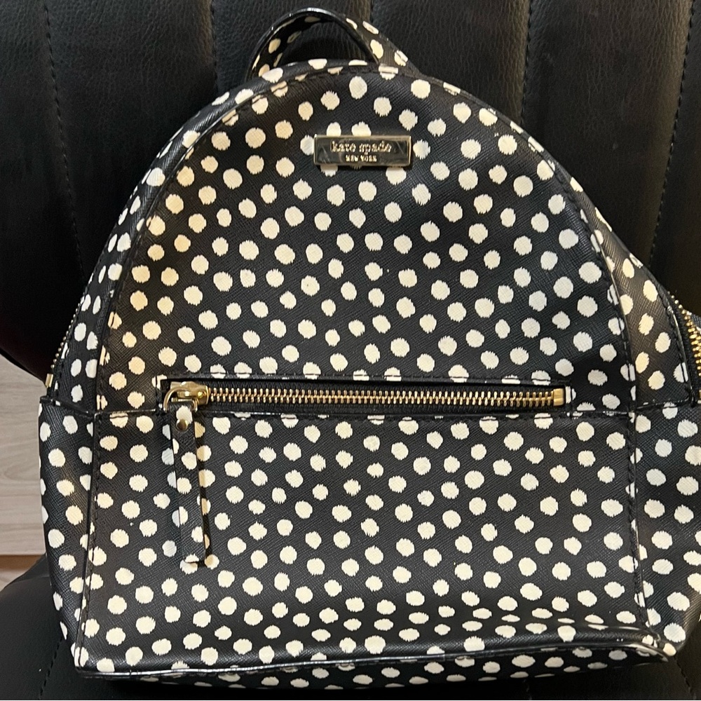 SALE KATE Spade Black and Cream Dot Backpack